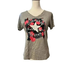 CONVERSE all star v neck womens tshirt size medium